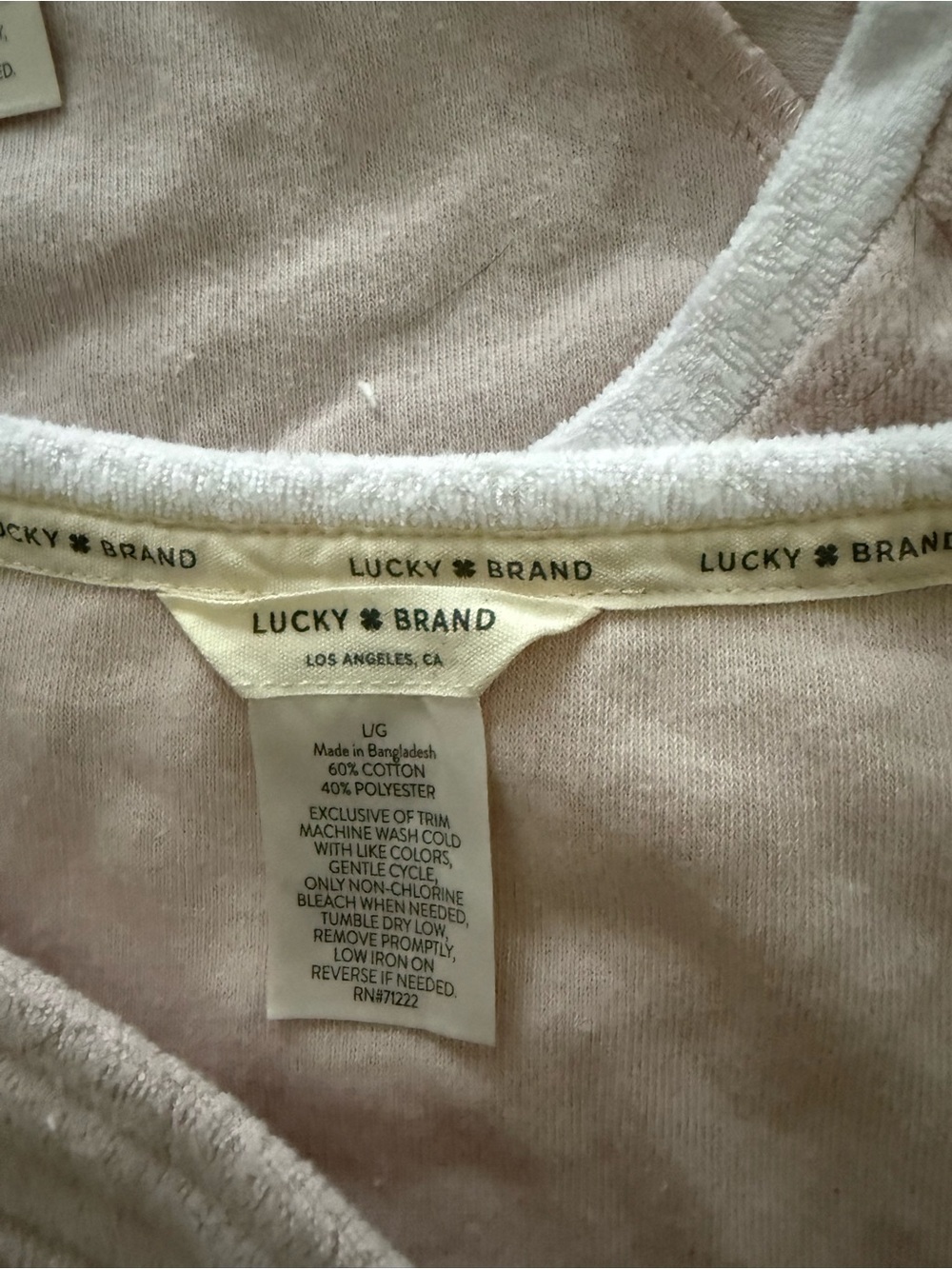 Lucky Brand Pale Pink three Piece Sleep Set terry L large - Picture 3 of 3
